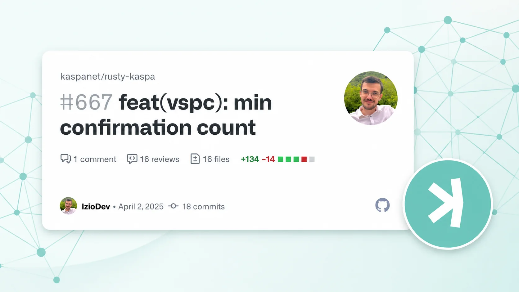 Kaspa BlockDAG tip with confirmed virtual-chain blocks separated from newer teal blocks