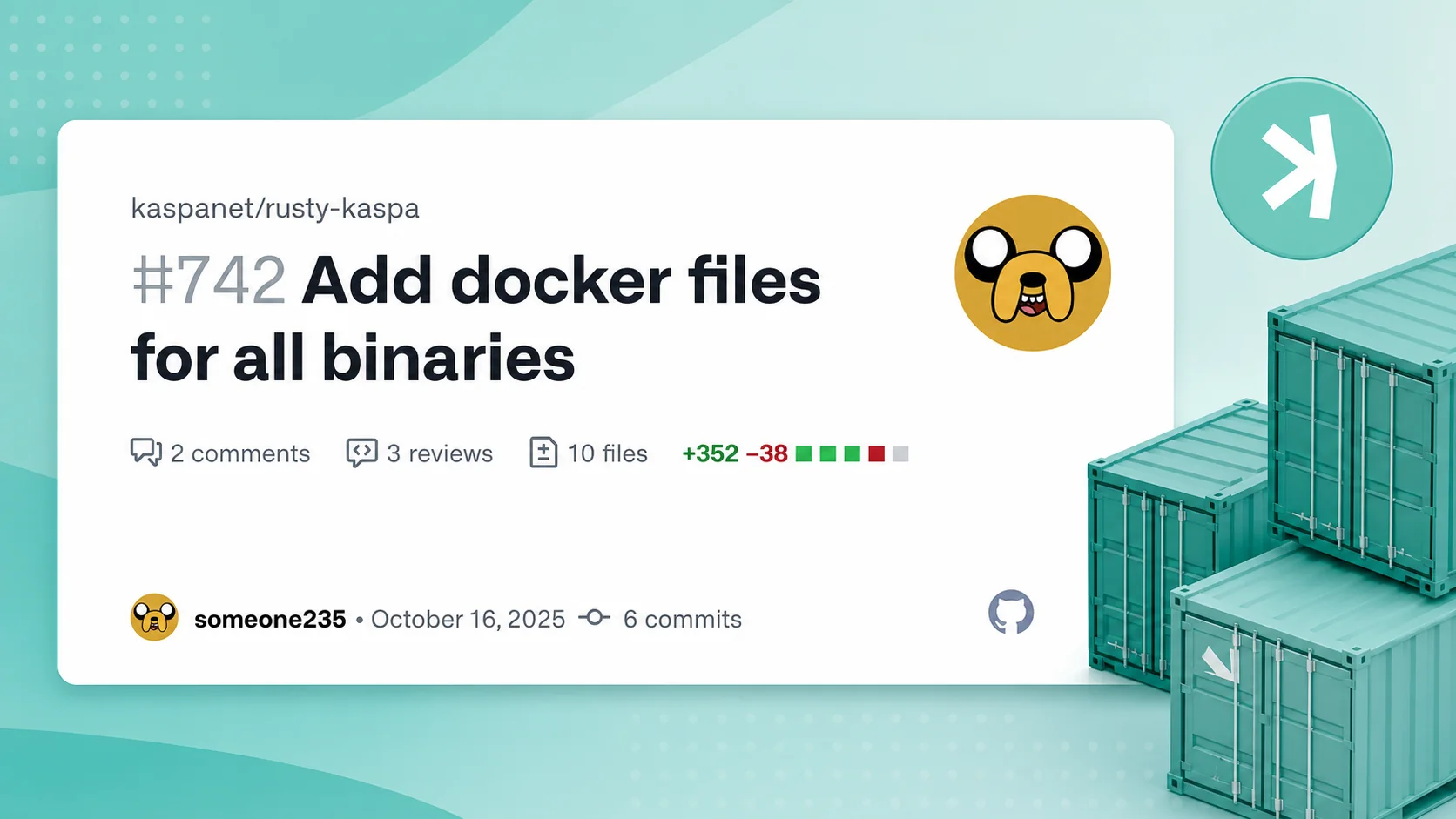 Editorial illustration for Kaspa Docker Images: Running Every Rusty Kaspa Binary in Containers
