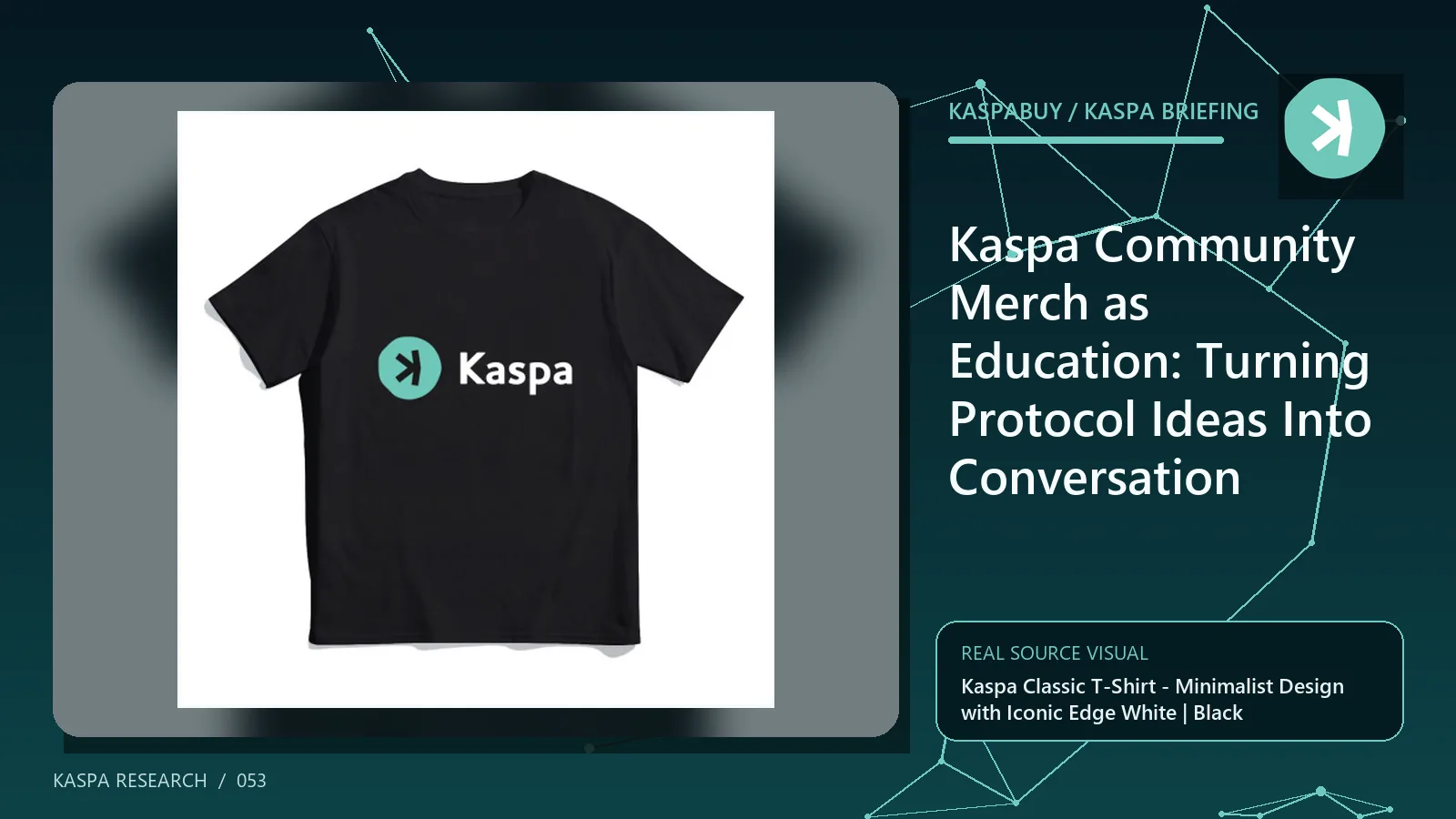 Editorial illustration for Kaspa Community Merch as Education: Turning Protocol Ideas Into Conversation