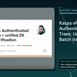 Editorial illustration for Kaspa vProgs Authenticated State Trees: Unified ZK Batch Verification