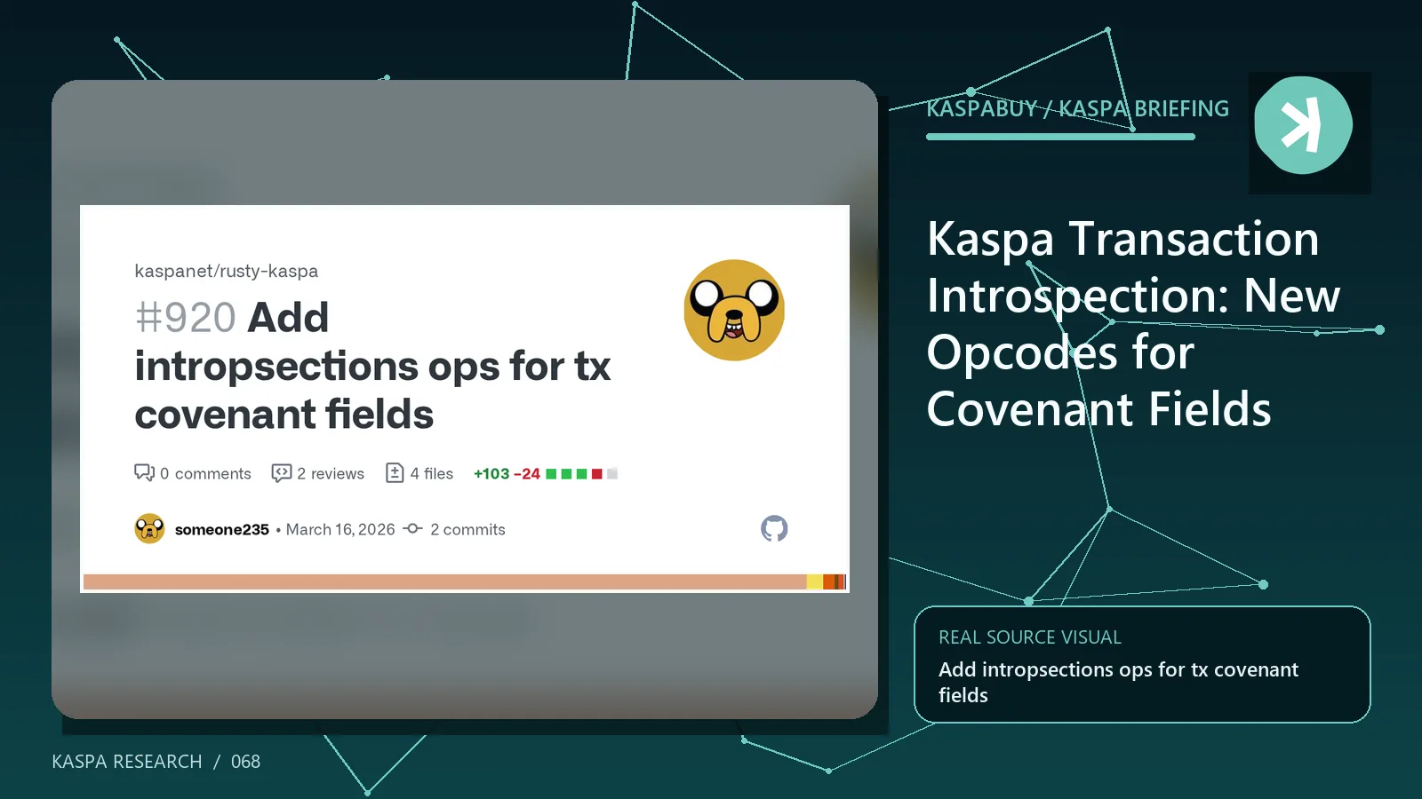 Editorial illustration for Kaspa Transaction Introspection: New Opcodes for Covenant Fields