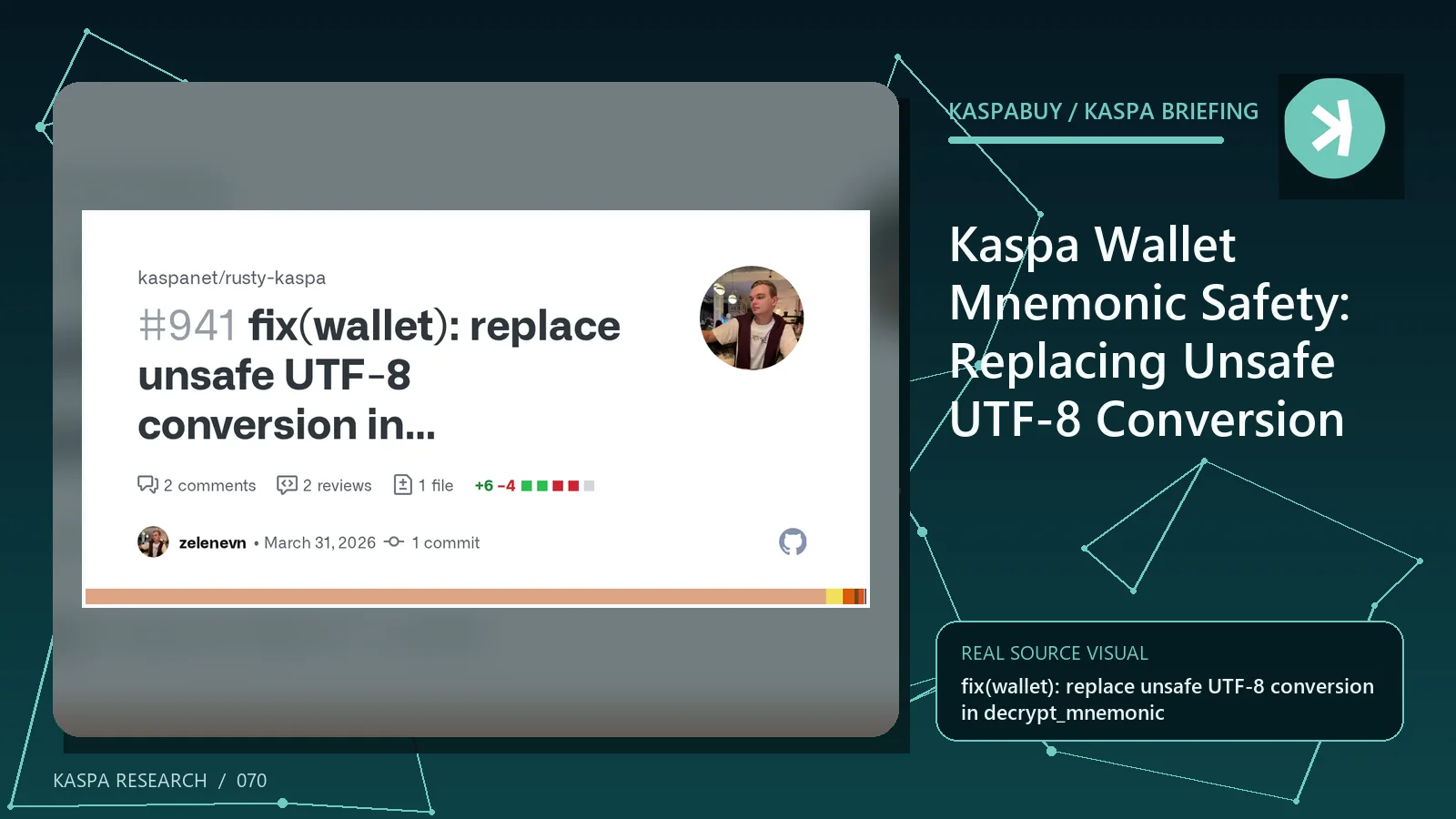 Editorial illustration for Kaspa Wallet Mnemonic Safety: Replacing Unsafe UTF-8 Conversion