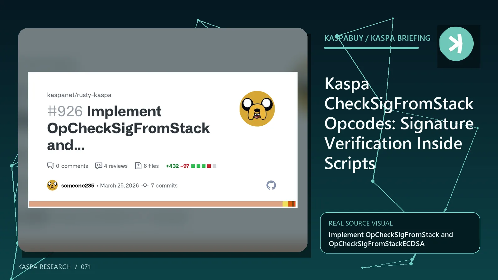 Editorial illustration for Kaspa CheckSigFromStack Opcodes: Signature Verification Inside Scripts