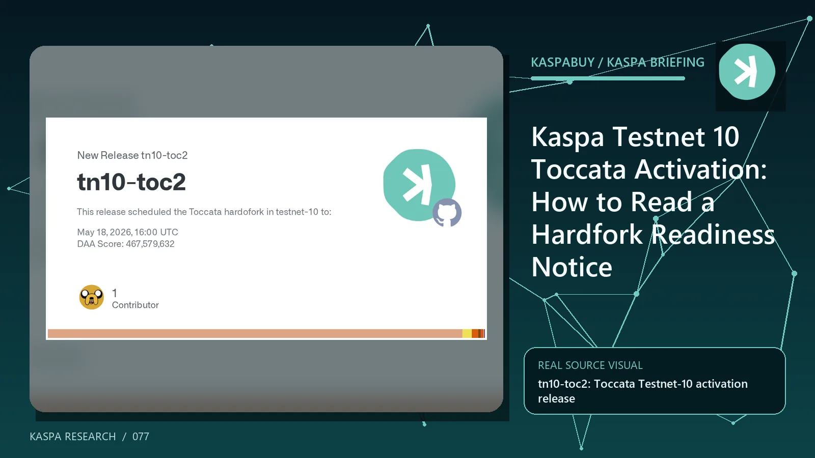 Kaspa Testnet 10 nodes coordinating around a Toccata activation point