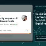 Kaspa sequencing commitment validation across selected-parent BlockDAG context