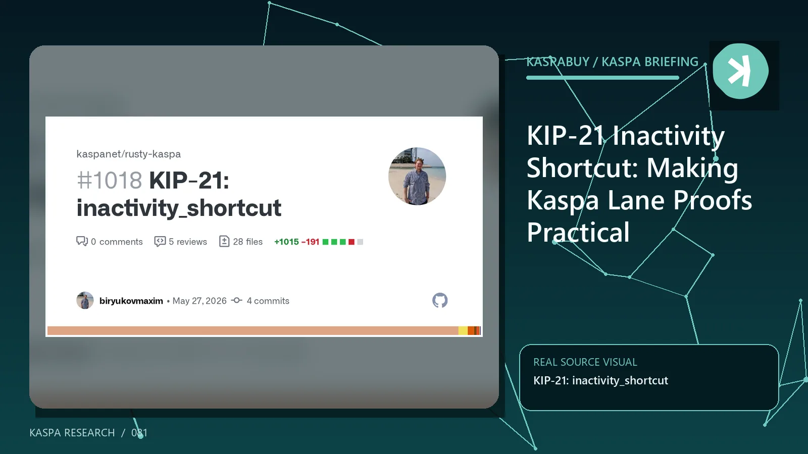 KIP-21 inactivity shortcut connecting distant Kaspa sequencing commitments across an inactive lane