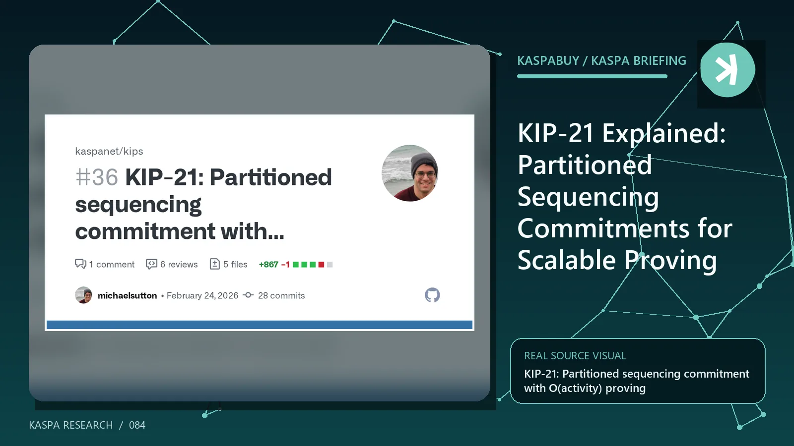 KIP-21 active-lanes sparse Merkle tree connecting application lanes to one Kaspa header commitment