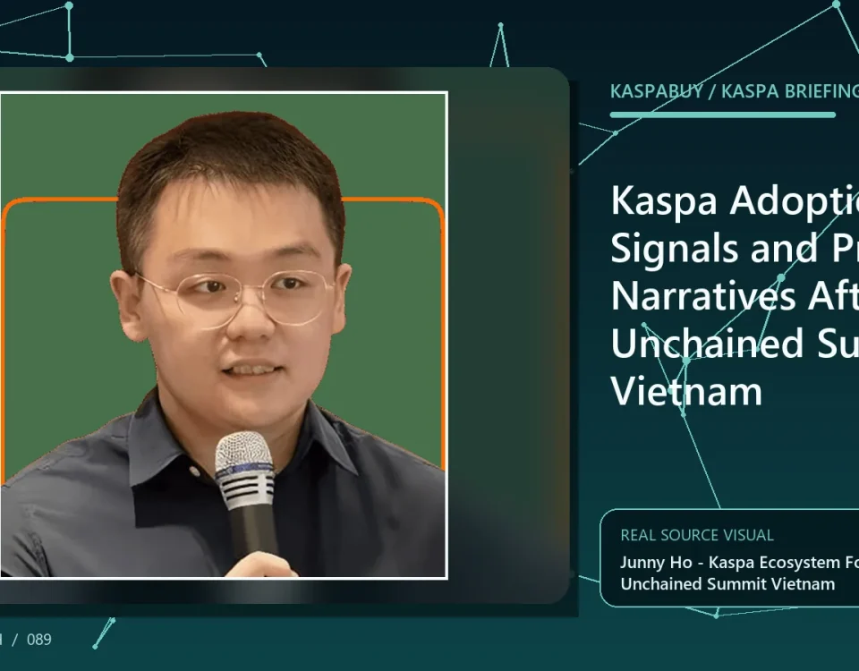 Unchained Summit Vietnam presentation evidence beside a neutral historical KAS price chart