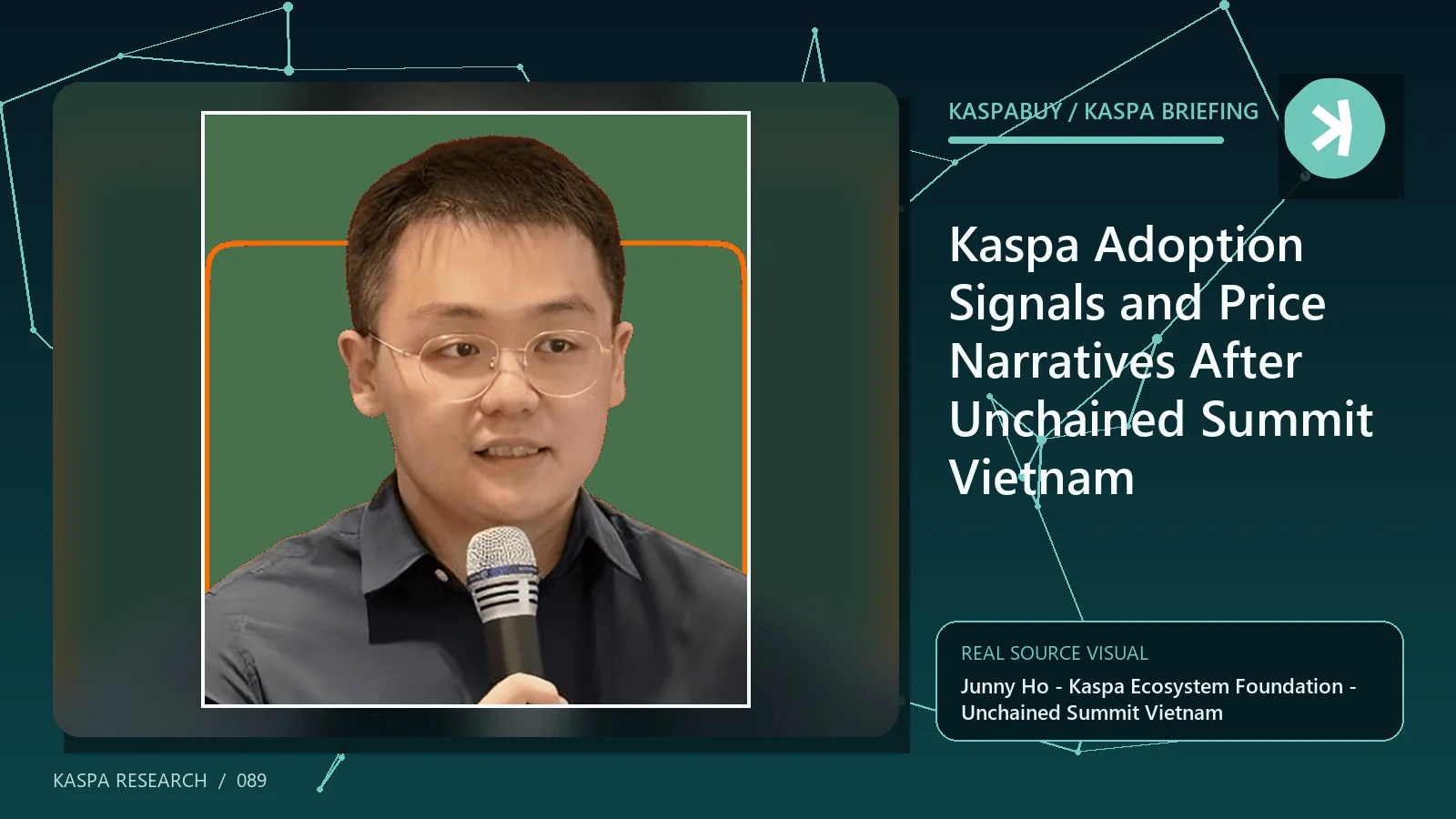 Unchained Summit Vietnam presentation evidence beside a neutral historical KAS price chart