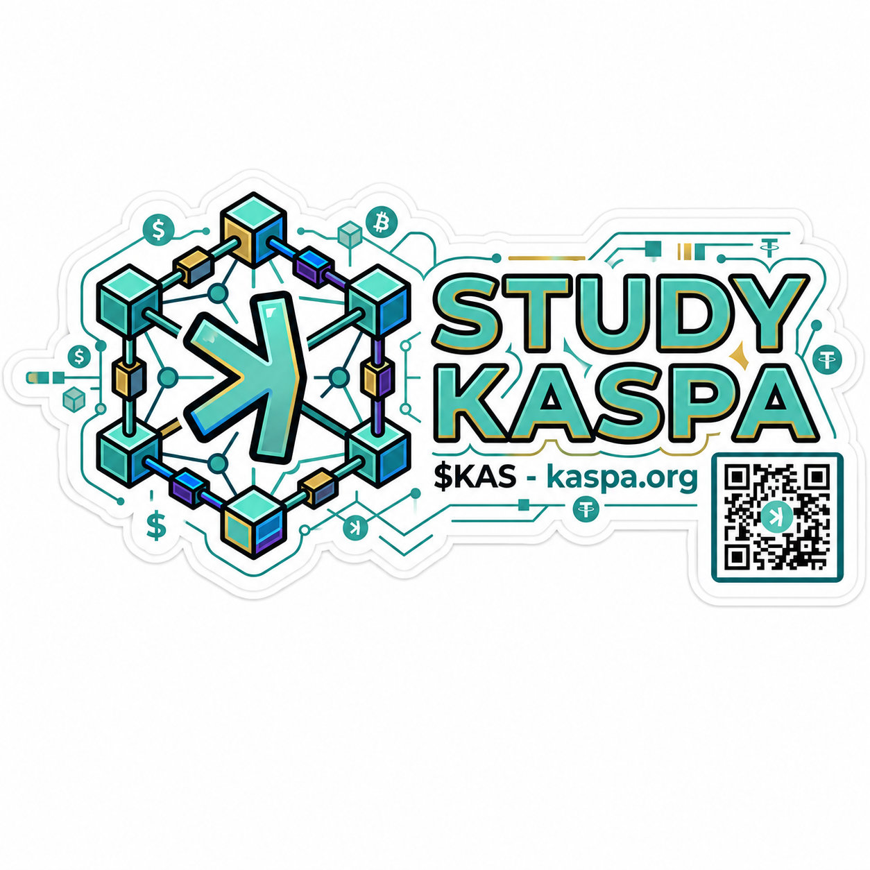 Kaspa Ghost Mascot Variant Sticker – Coated Paper Vinyl Decal