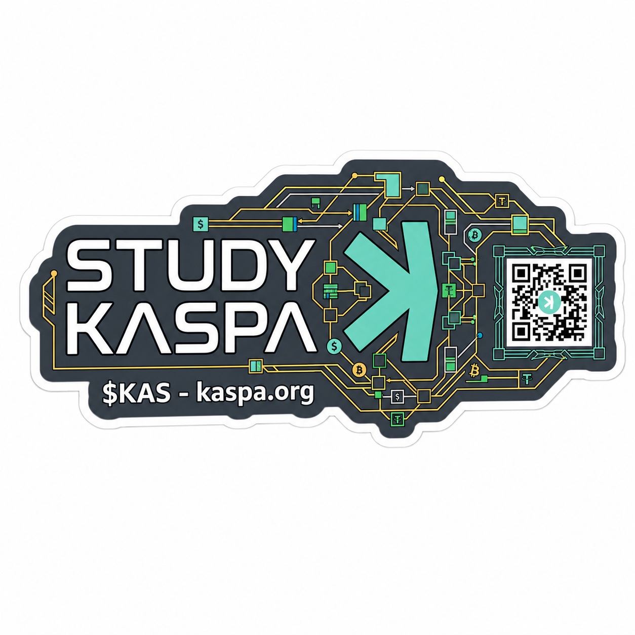Kaspa Pink Ghost Mascot Sticker – Coated Paper Vinyl Decal